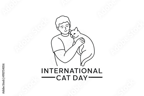 World Cat Day. Vector illustration for the international day of cats. Congratulatory card for cat lovers. Logo, label, emblem, icon for the festival of cats