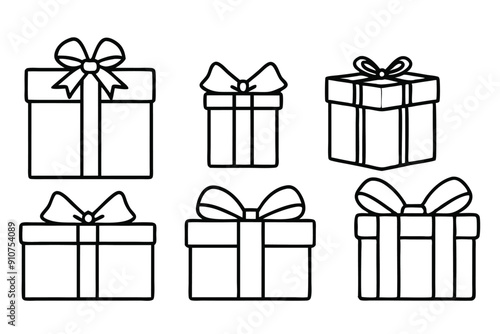 Gift box line art stylish clean illustration of wrapped gift