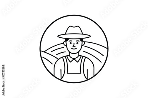Farmer, Farm and Agriculture Line Icon silhouette 