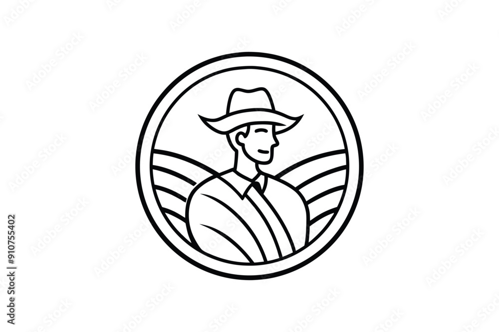 Farmer, Farm and Agriculture Line Icon silhouette Farmer, Farm and Agriculture Line Icon silhouette