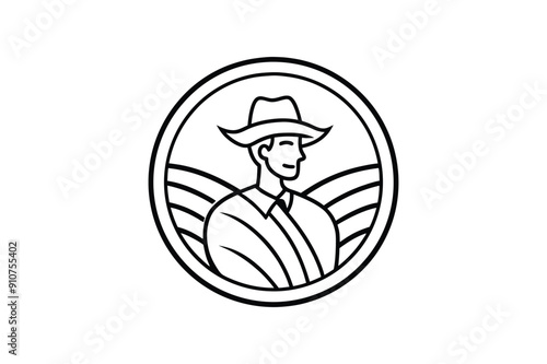 Farmer, Farm and Agriculture Line Icon silhouette 