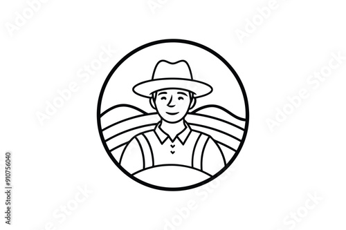 Farmer, Farm and Agriculture Line Icon silhouette 