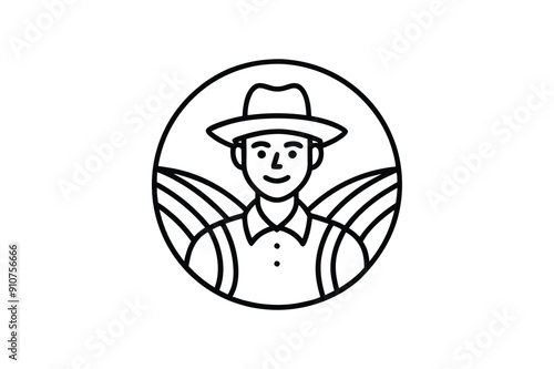 Farmer, Farm and Agriculture Line Icon silhouette 