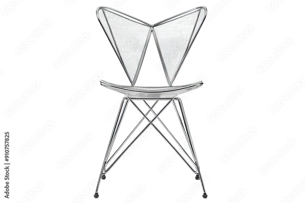 A modern silver chair with a unique geometric design, perfect for contemporary interior decor or stylish furniture arrangements. A modern silver chair with a unique geometric design, perfect for contemporary interior decor or stylish furniture arrangements.
