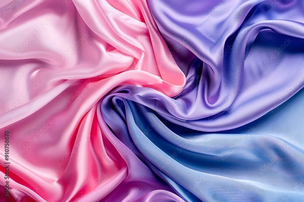A beautiful arrangement of soft pink and purple satin fabric, flowing and intertwining, creating a sense of elegance and luxury. A beautiful arrangement of soft pink and purple satin fabric, flowing and intertwining, creating a sense of elegance and luxury.