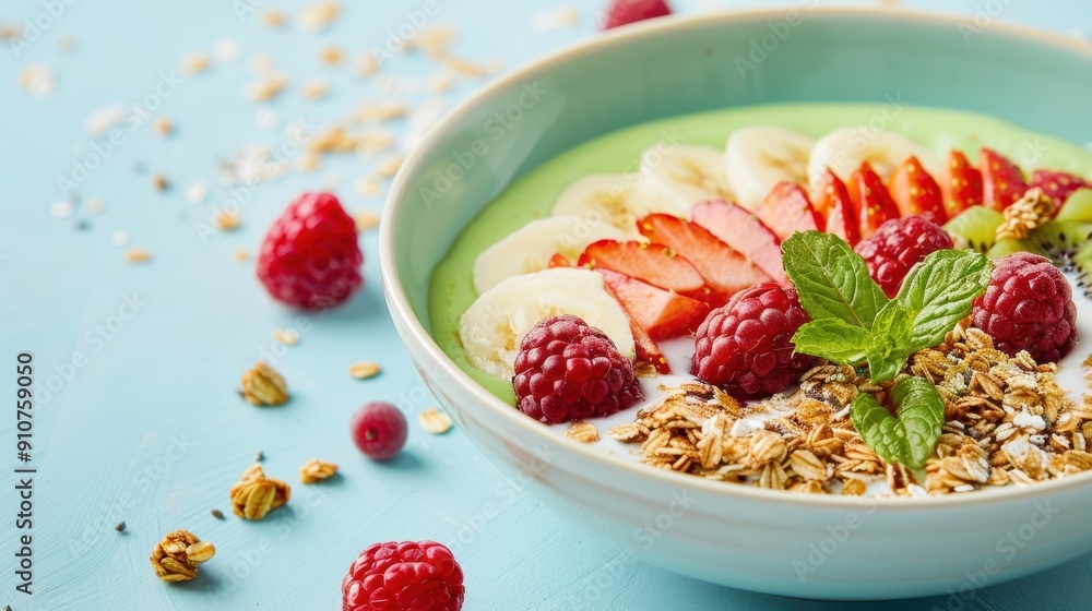 A close up of a healthy breakfast bowl with organic ingredients and fruits, illustrating mindful eating and nutritious choices for a balanced diet. A close up of a healthy breakfast bowl with organic ingredients and fruits, illustrating mindful eating and nutritious choices for a balanced diet.