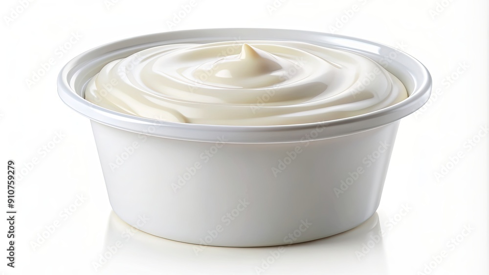 Realistic packaging of yogurt or sour cream isolated on white background, yogurt, sour cream, packaging, container Realistic packaging of yogurt or sour cream isolated on white background, yogurt, sour cream, packaging, container