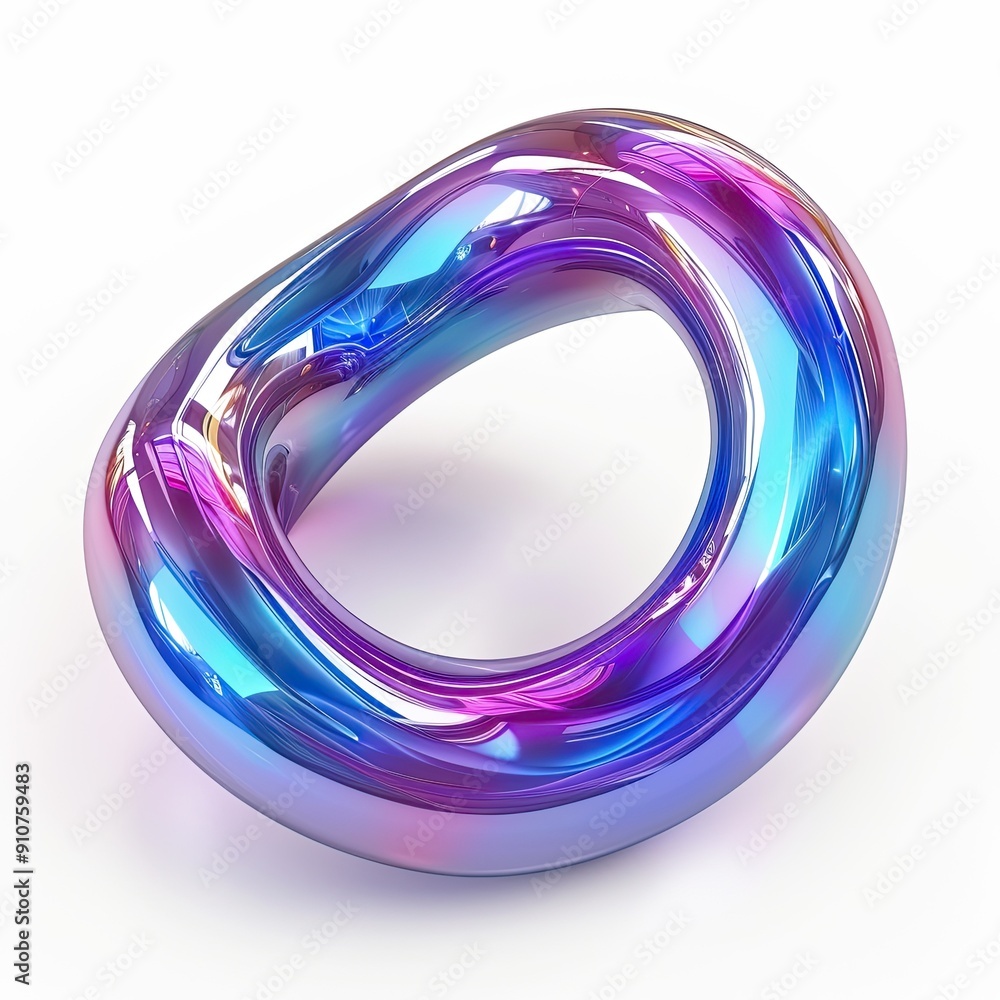 Abstract iridescent ring with a reflective surface Abstract iridescent ring with a reflective surface