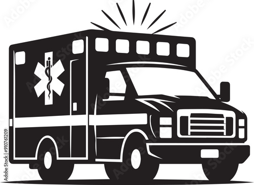 Ambulance silhouette flat vector illustration isolated on a white background
