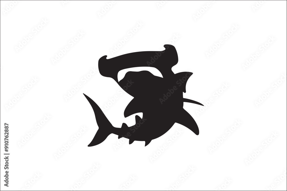 Fototapeta premium shark silhouette vector illustration. Different kind of sharks.