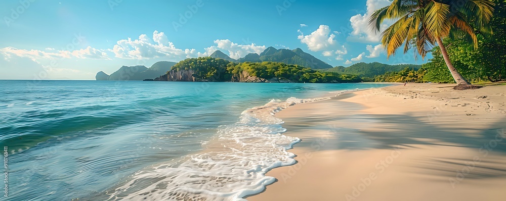 Obraz premium Sunny Summer Day on White Sand Beach Landscape