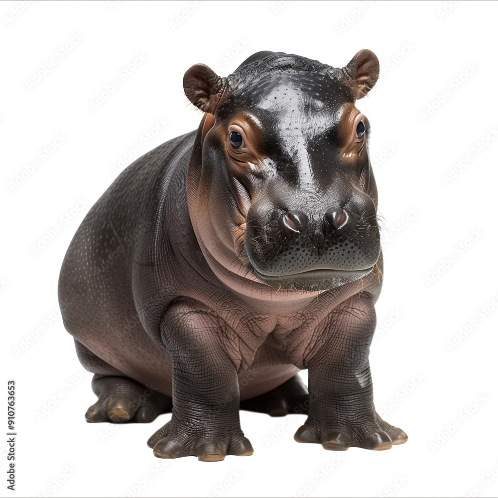 A baby hippo isolated on a transparent background A baby hippo isolated on a transparent background