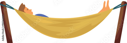 Young man is taking a break, lying in a hammock