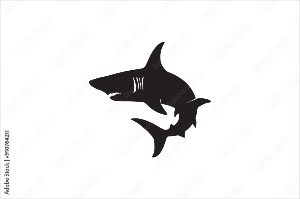 Fototapeta premium shark silhouette vector illustration. Different kind of sharks.