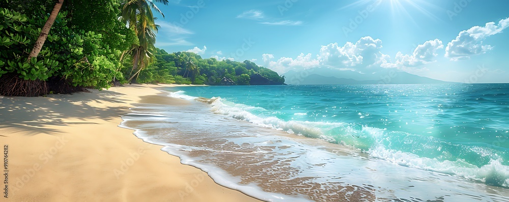 Obraz premium White Sand Beach in Beautiful Sunny Landscape