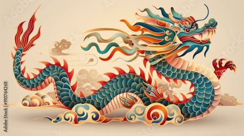 Wallpaper Mural Vector art of a traditional Chinese New Year 2025 dragon boat, vector style. Torontodigital.ca
