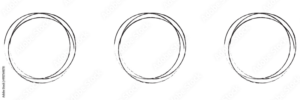 Hand drawn circle line sketch set. Vector circular scribble doodle round circles for message note mark design element.
Hand drawn circle line sketch set. Vector circular scribble doodle round circles for message note mark design element.
