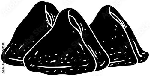 fried illustration traditional silhouette dumplings logo food icon samosa outline meal indian crispy dish asian spicy snack lunch samosas shape meat zongzy india for vector graphic background