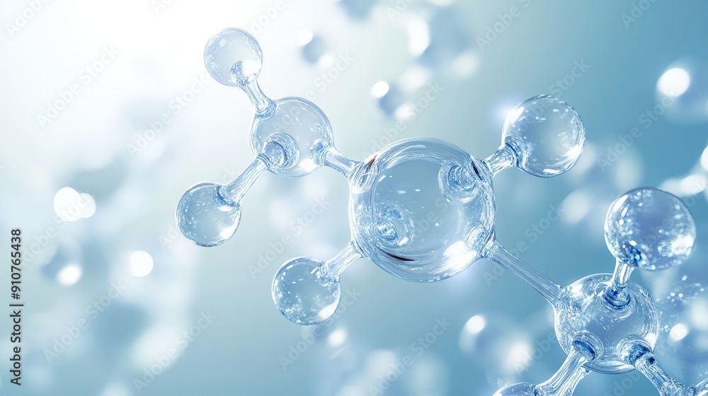 glass molecules light blue background glass molecules light blue background
