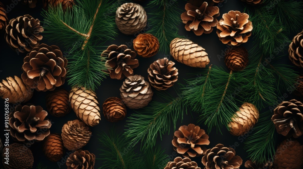 Pine Cones and Evergreen Branches Pine Cones and Evergreen Branches