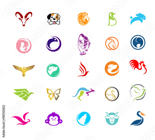 Animal Logos Set Collection Symbolism