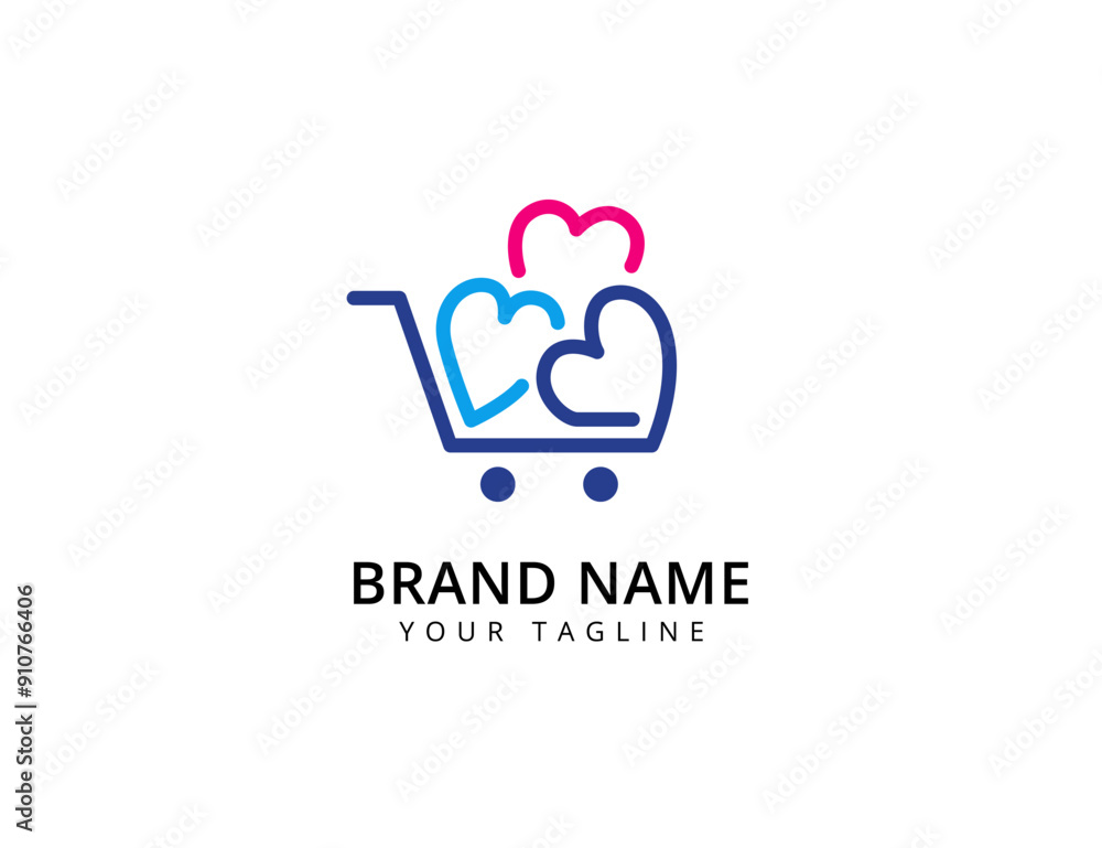 Shop logo design. Shopping cart logo and shopping bags logo icon vector Shop logo design. Shopping cart logo and shopping bags logo icon vector