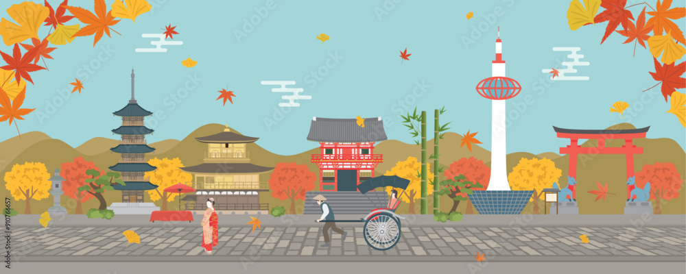 Fototapeta premium 秋の京都の街並み