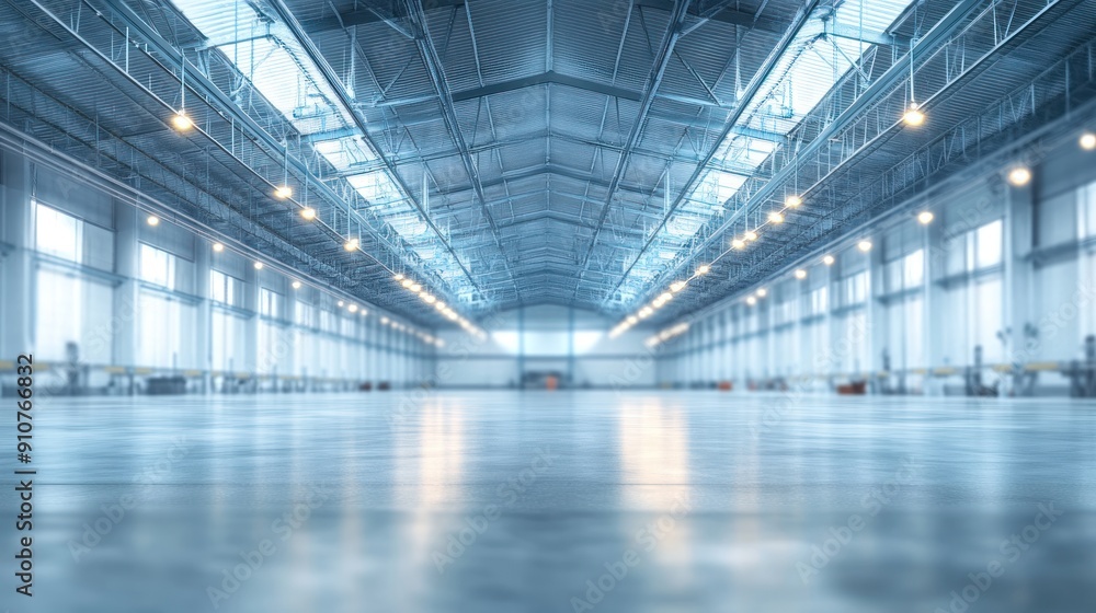 Empty Industrial Warehouse with Metal Roof and Lighting Empty Industrial Warehouse with Metal Roof and Lighting