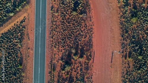 Australian desert from the air camping Drone 4k photo