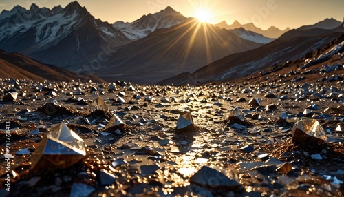 Snow-Capped Mountains at Sunset Reflection