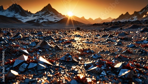 Snow-Capped Mountains at Sunset Reflection