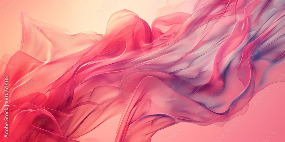 An elegant abstract art piece with flowing pink fabric, blending shades of pink and purple in a delicate wave motion. An elegant abstract art piece with flowing pink fabric, blending shades of pink and purple in a delicate wave motion.