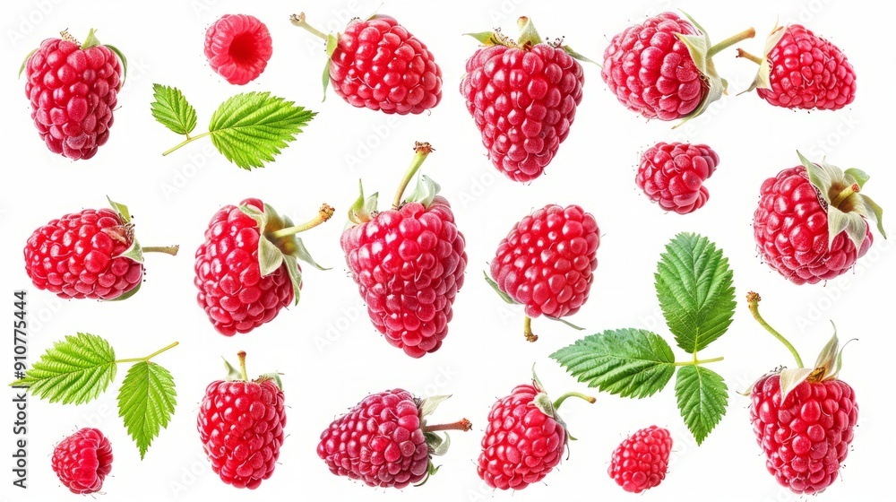 Raspberry collection isolated on a white background Raspberry collection isolated on a white background