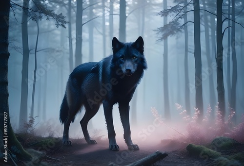 wolf howling on the moon