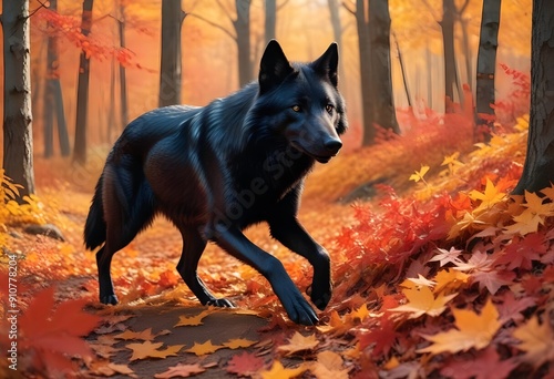 wolf howling on the moon