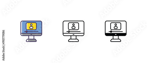 Video lecture Icons thin line and glyph vector icon stock illustration