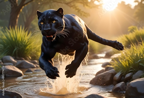 tiger run on water