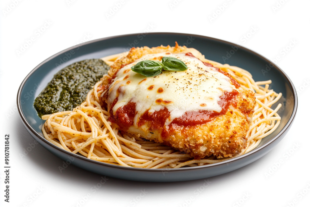 Chicken parmesan with spaghetti