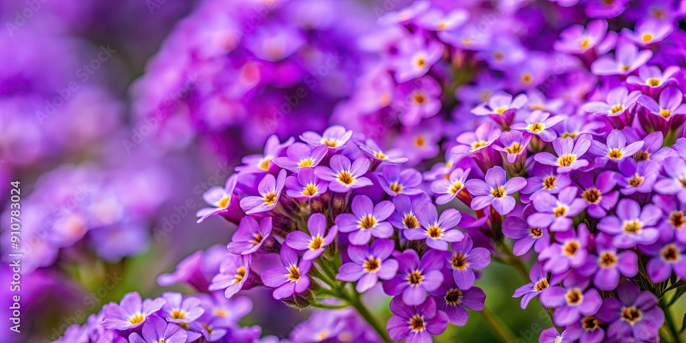 Cluster of small purple flowers in full bloom, botanical, vibrant, nature, floral, colorful, delicate, blossoms, petals, garden Cluster of small purple flowers in full bloom, botanical, vibrant, nature, floral, colorful, delicate, blossoms, petals, garden