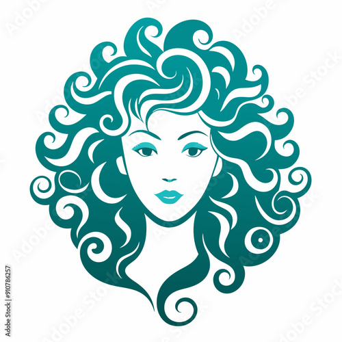 curly hair logo vector illustration