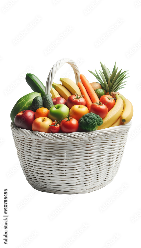 Basket with vegetables on transparent background Basket with vegetables on transparent background