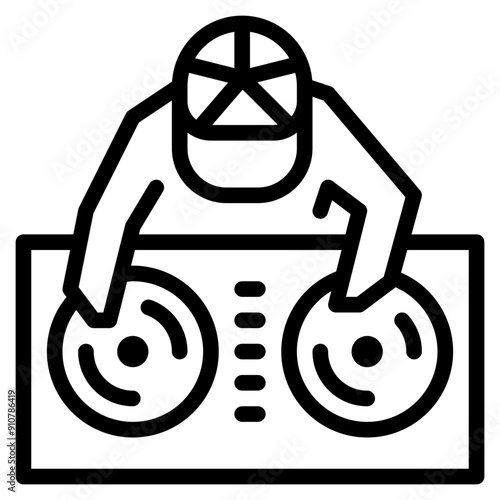 dj controller scratch by disc jockey outline icon