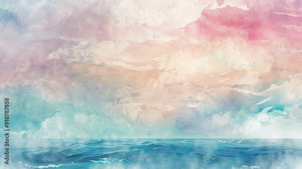 Soft pastel hues blend seamlessly across a serene watercolor backdrop Soft pastel hues blend seamlessly across a serene watercolor backdrop