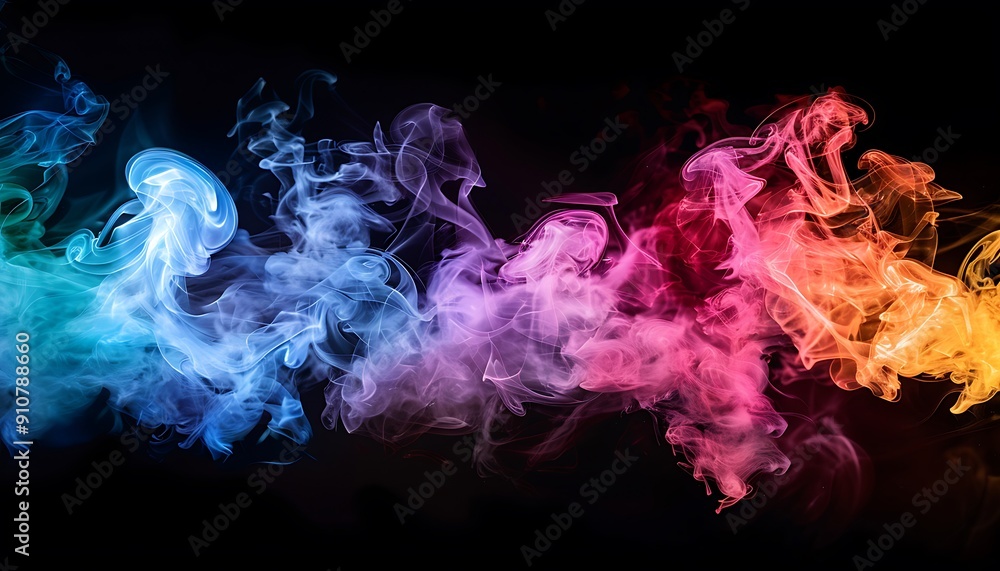 Abstract colorful smoke swirls on a black background. Abstract colorful smoke swirls on a black background.