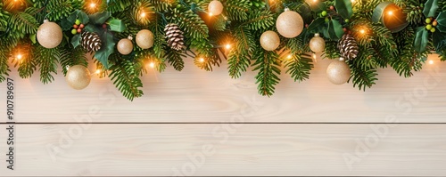 Festive Christmas garland with ornaments and lights, perfect for holiday decor inspiration and creating a warm seasonal atmosphere.