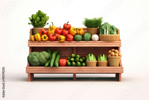 Fototapeta Naklejka Na Ścianę i Meble -  Vegetable market fruit shelf.