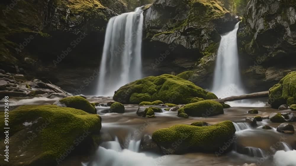 waterfall in mountains in slow motion, high speed reel. super slow motion dolly shot waterfall in mountains in slow motion, high speed reel. super slow motion dolly shot