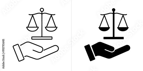 Legal Service stroke and solid web icon set. Vector illustration