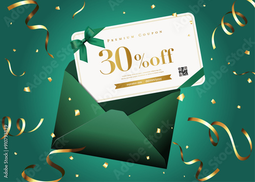 green envelope and coupon illustration
