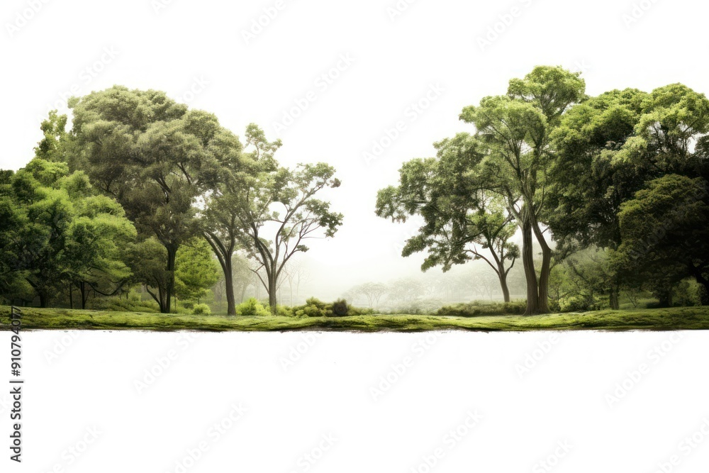 Obraz premium Realistic park landscape outdoors woodland.